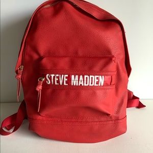 NWOUT Steve Madden Red Leather Backpack